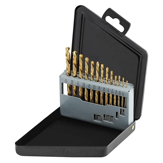 COMOWARE 13pcs Left Hand Drill Bit Set, SAE (1/16" - 1/4"), HSS M2 Drill Bit, 135째 Split Point, Titanium Nitride Coated, Reverse Drills Bits for Metal/Plastic/Wood, with Index Case