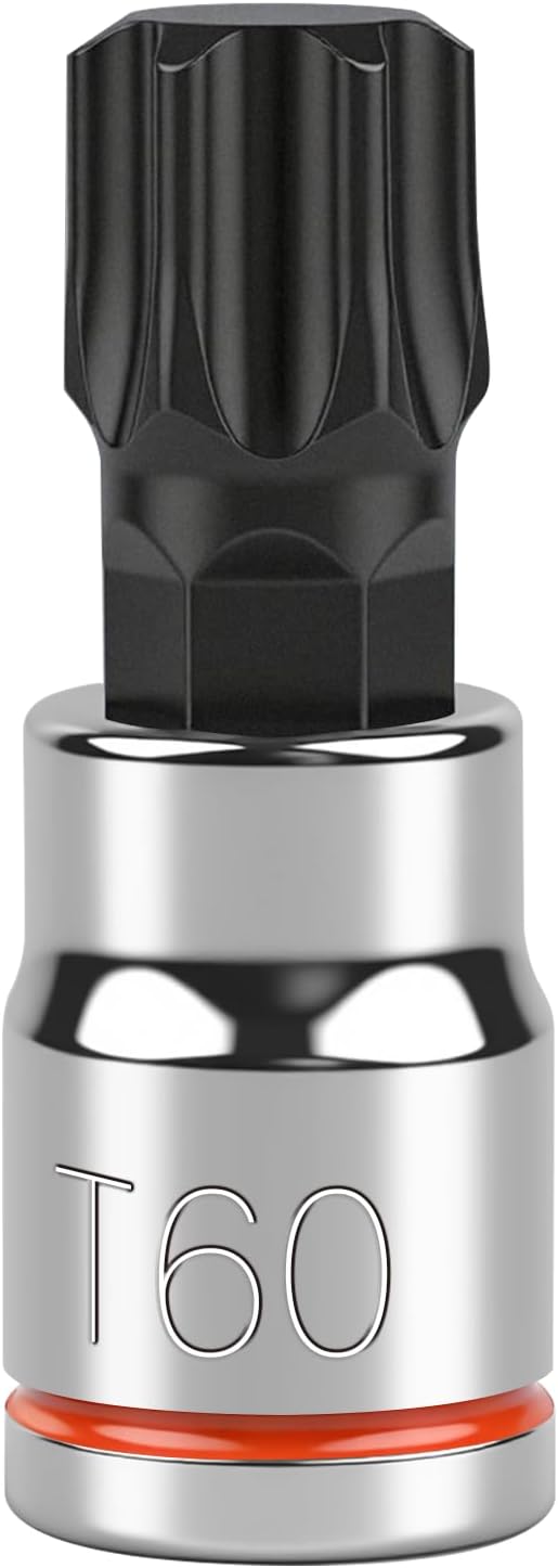 3/8 Inch Drive Torx Bit Socket, T60, Full Polished, Premium CR-V & S2 Alloy Steel Head Made for Auto/Mechanical