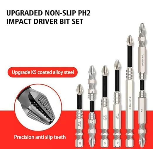 High-Magnetic Screwdriver Drill Bit Set - Strong Magnetic Durability Screwdriver Drill Bit Set - Universal Electric Precision Alloy Steel Screwdriver Set (25-50-65-75-100-150mm(6pcs))