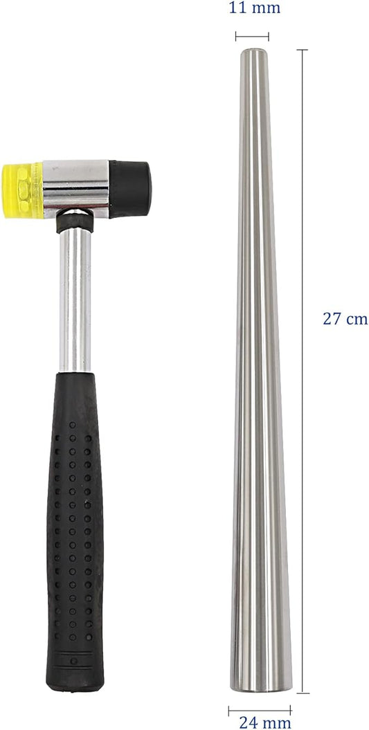 Ring Sizer Measuring Tool Ring Mandrel Set Ring Sizer Tool Ring Sizer Gauge US&UK Size Ring Mandrel Stainless Steel Rubber Jewelers Mallet Hammer