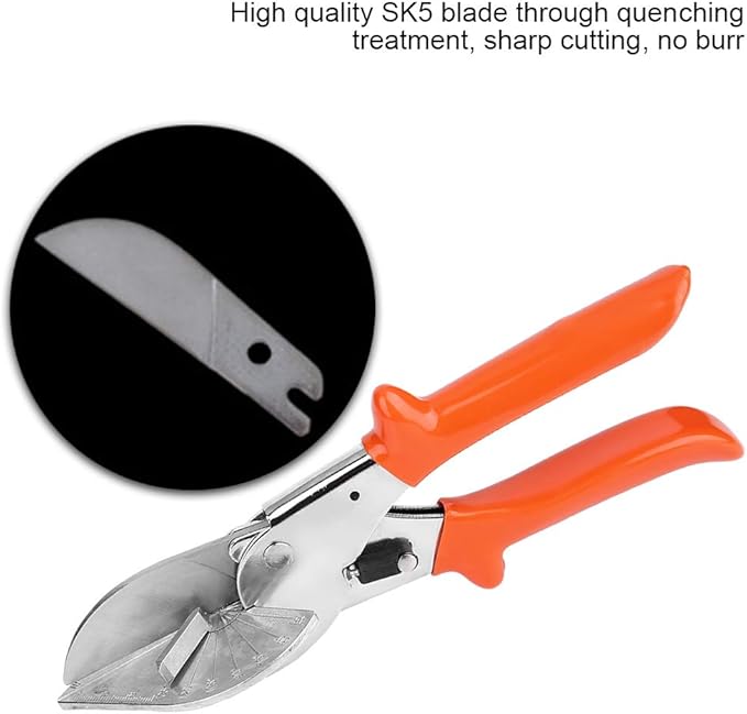 Adju Angle Scissors Shear with SK5 Blade Lock Buckle Design for Rubber Strip Cutting (Adju angle shears (orange handle))