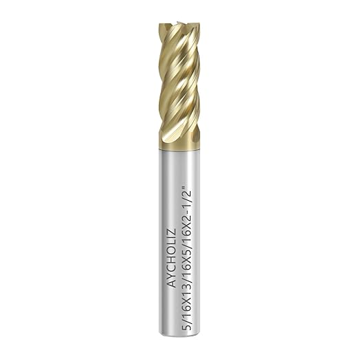 5/16" Carbide Square End Mill with ZrN Coating 4 Flute Unequal Helix Design Mill Bits Sets for Roughing and Finishing