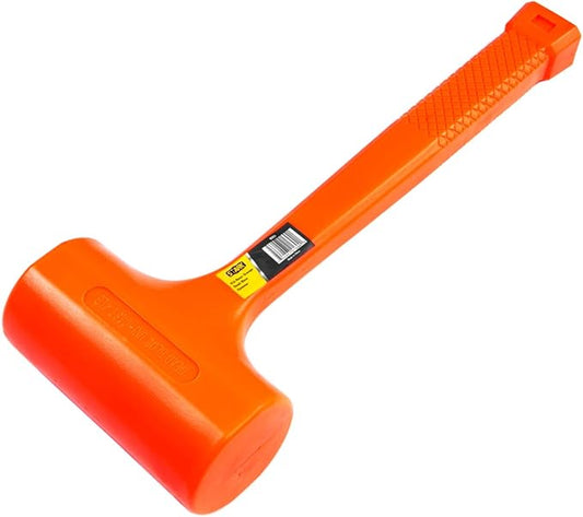 Stark USA 4-Pounds Dead Blow Hammer with Non-Slip Hammer with (4lbs) Head with Checkered Grip Handle Rebound Resistant, Neon Orange