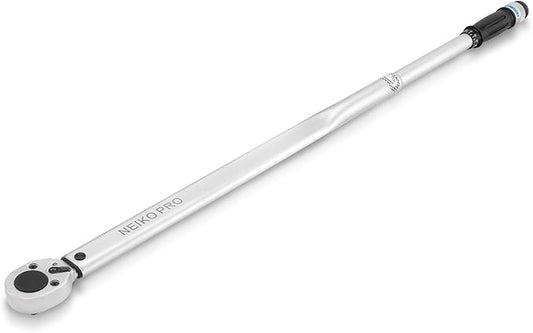 Neiko PRO 03710B 3/4-Inch-Drive Adjustable SAE Torque Wrench with Torque Click Settings of 100??00 Foot-Pound, Made with CrV Steel, 48-Inch Length