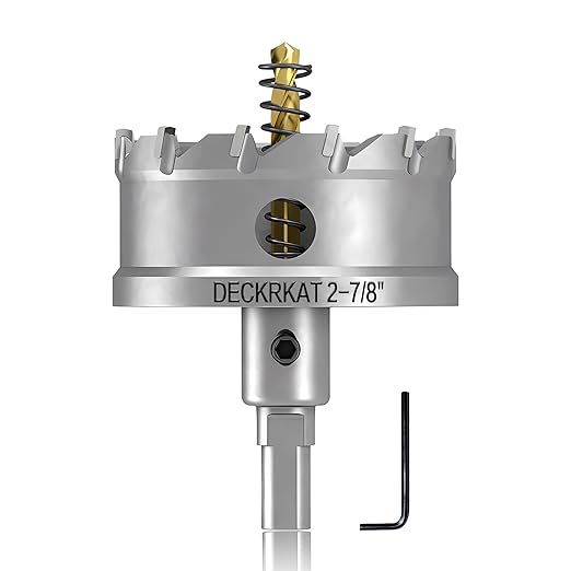 DECKRKAT 2-7/8" TCT Hole Saws for Hard Metal, Heavy Duty 73mm Tungsten Carbide Tipped Hole Cutters Set with Spring-Loaded Pilot Drill Bits for Stainless Steel, Metal, Iron, and Plastic.