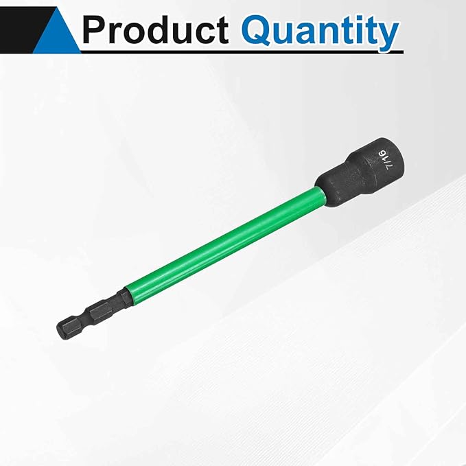 HARFINGTON Nut Driver Drill Bit 7/16 Inch SAE Socket 1/4" Hex Shank 6" (150mm) Extra Long Magnetic 6-Point Sockets Quick Change CR-V Steel Bolt Setters for Power Drill Drivers