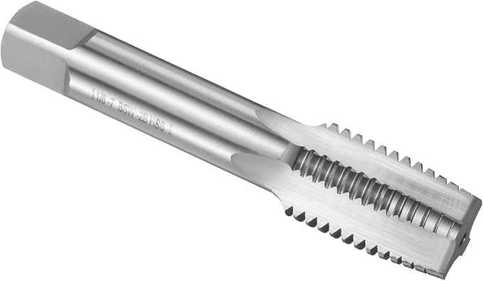 uxcell Hand Taper Tap 1-1/8"-7 BSW Thread Taper Style Taps Straight Flute Screw Tapping Threading Tool High Speed Steel HSS6542