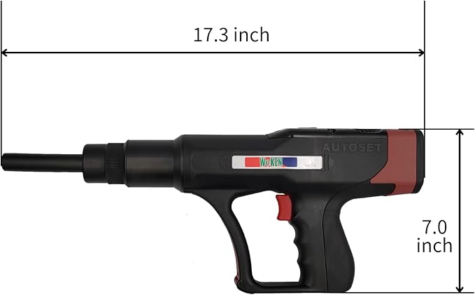 WEKEN Automatic Powder Actuated Tool ??Quiet Nail Gun for Concrete & Steel, Heavy Duty Recoil-Free Fastener with Auto Piston Return, Power Adjustment Dial, OSHA Compliant