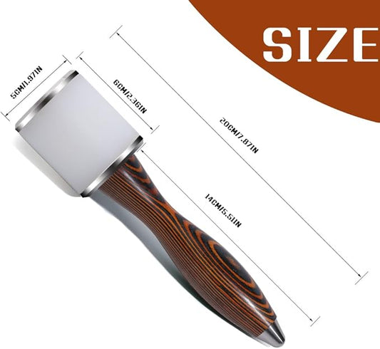 Leather Nylon Hammer, Straight Head Carving Hammer for Handmade Leather Crafts (Brown/Water-Rippled)
