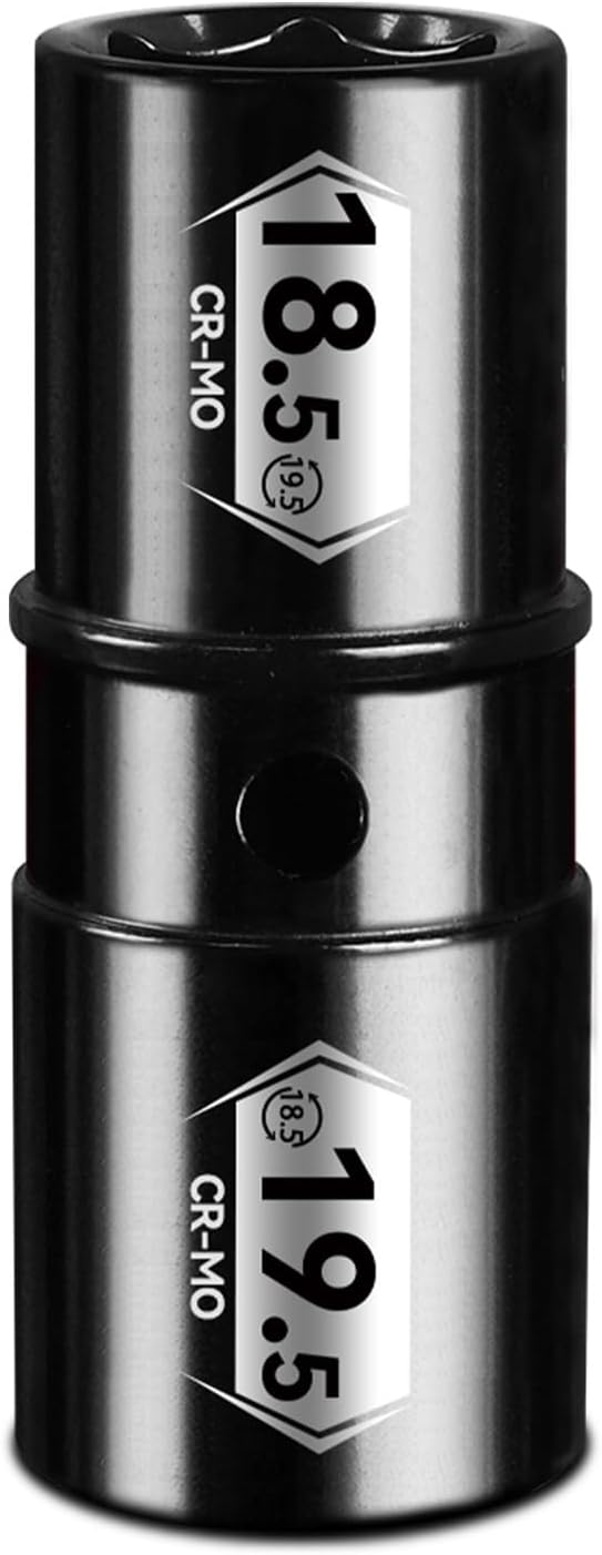 BLACKROBOT 1/2" Drive 18.5mm x 19.5mm Impact Lug Nut Socket, Half Size Thin Wall Socket Set, CR-MO, 6-Point, Electroplated Surface for Auto Repair