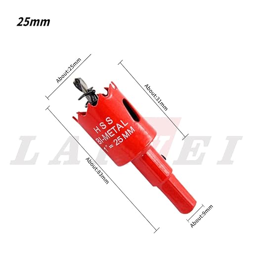 Hole Saw Drill Bit LAIWEI HSS Hole Cutter with Arbor for Wood,PVC Board and Plasterboard(1"(25mm Hole Saw))