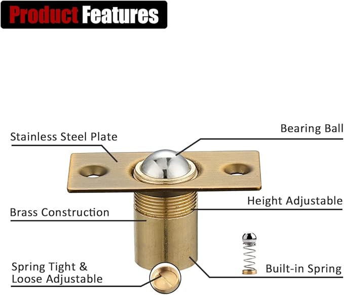 JQK Closet Ball Catch Door Hardware, Stainless Steel Catch Adjustable with Strike Plate, Bronze 2 Pack, HBC100-YRB-P2