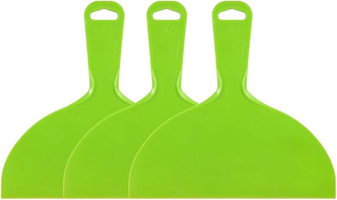 uxcell Putty Scraper 8" Plastic Flexible Putty Knives Disposable Spreader for Taping Drywall Wall Painting Green 3pcs
