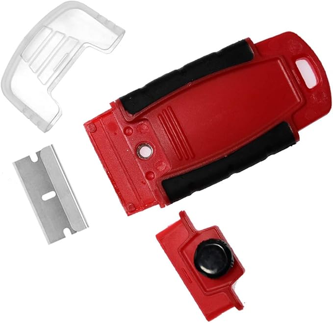 Plastic Razor Blade Scraper Hand Held Window Vinyl Tint Scraper Pack 2 with Protective Cover 20 Metal Razor Blades Scraper Blades Removal Scraping Tool Kit