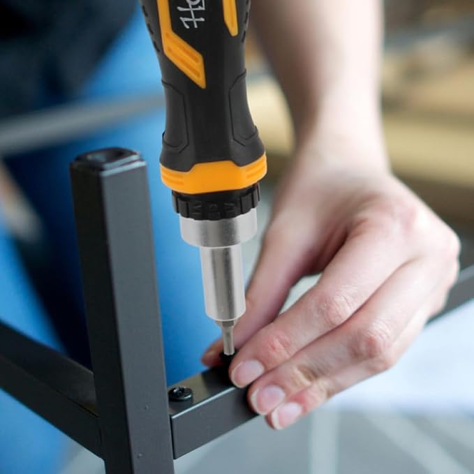 Hoteche 31-Piece Ratcheting Screwdriver Set ??Magnetic Bit Driver with 30 CR-V Bits (6.35횞25mm) | Reversible Ratchet, Ergonomic Handle, Storage Case for Home, DIY, and Workshop