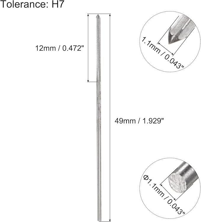 uxcell Chucking Reamers, 1.1mm H7 Metric Machine Reamer Drill Bit for Metal Wood Hole Reaming, Straight Flute High Speed Steel Tool