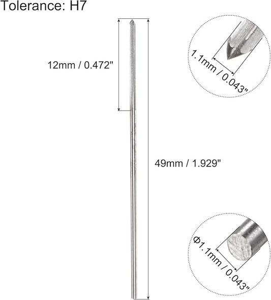 uxcell Chucking Reamers, 1.1mm H7 Metric Machine Reamer Drill Bit for Metal Wood Hole Reaming, Straight Flute High Speed Steel Tool
