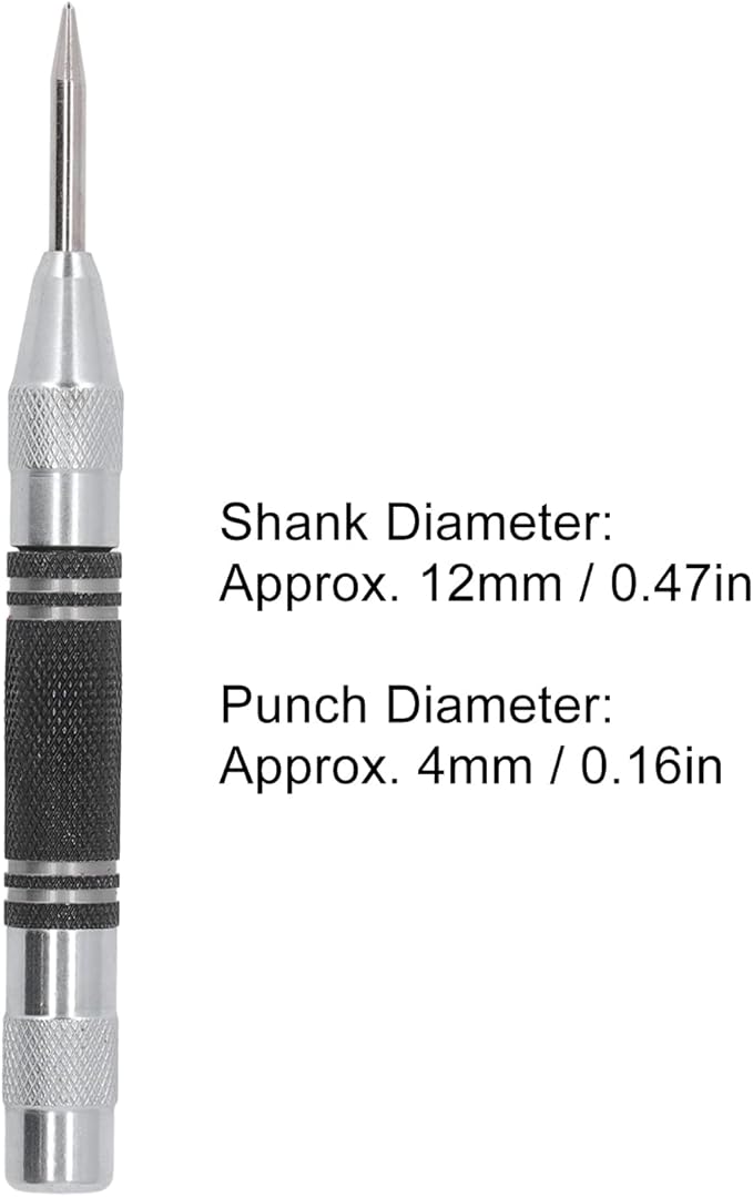 Center Punch, 4Pcs 5inches Center Punch Automatic High Speed Steel Tool Set Kit for Furniture Installation Machine Maintenance (Black White)