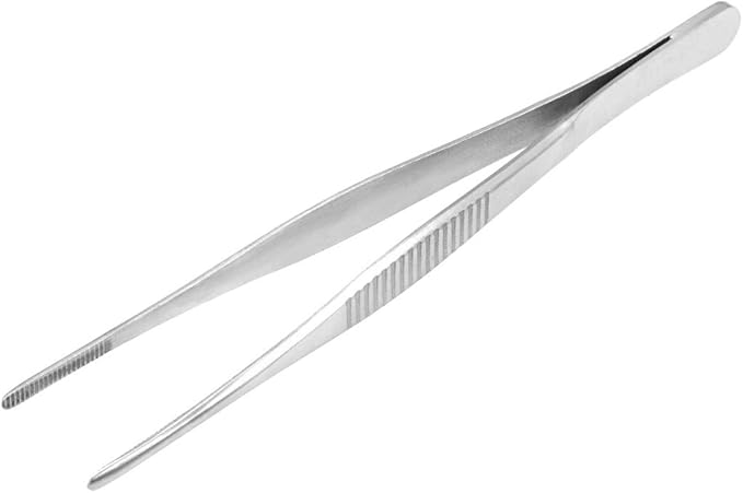 5-1/2 Inch Stainless Steel Tweezers with Straight Serrated Tip Multipurpose Forceps for Craft Repairing 2 Pack