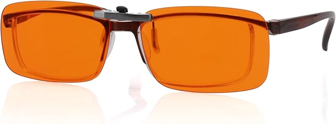 Clip-on Blue Blocking Eye Wear Glasses | Anti-Fatigue & Eyestrain Relief for Men and Women | Amber Nighttime