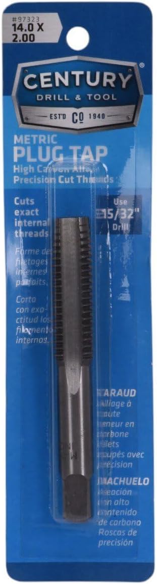 Century Drill & Tool ??97323 High Carbon Steel Metric Plug Tap ??14.0 x 2.00 ??For Home and Professional & Industrial Use