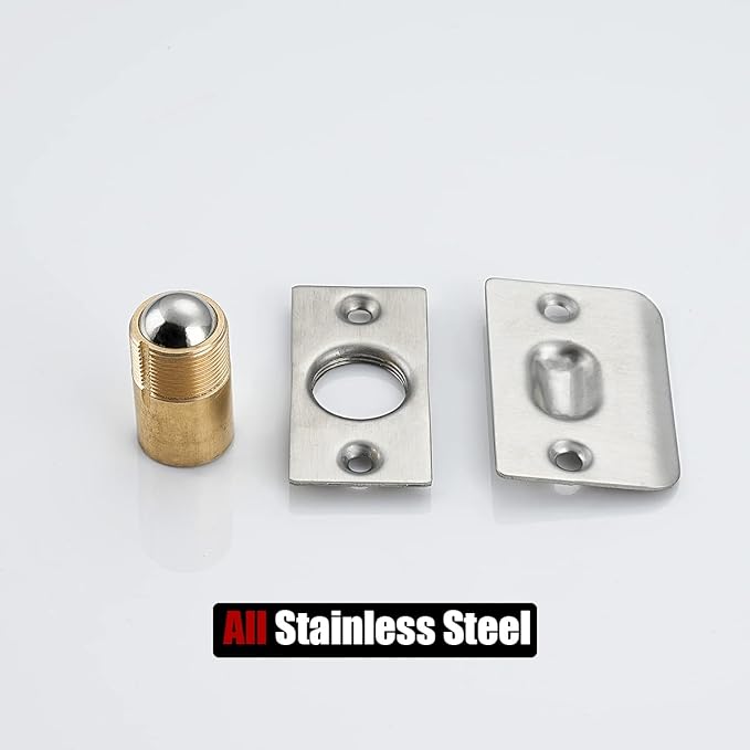 JQK Closet Door Ball Catch Hardware, Stainless Steel Catch Adjustable with Strike Plate, Brushed Satin Finish 8 Pack, HBC100-P8