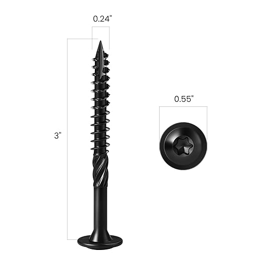 Lag Screws #14 x 3 Inch, (2.5lb, 105pcs) Heavy Duty Construction Structural Exterior Wood Timber Screws, Torx Drive Washer Head Rust Resistant Black Epoxy Coated, with T30 Star Bit