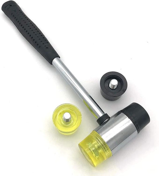 Soft Mallet with 2 Head Tip, Double-Faced Rubber Head Hammer for Jewelers Craftsman, Leather Crafts, Wood, Flooring Installation,Diameter 30mm (1, Medium)