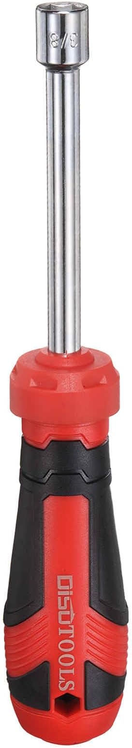 HARFINGTON SAE Nut Driver 3/8" CR-V Non-Magnetic Tip Hollow Shafts Hex Socket Screwdriver with Anti-Slip Handle for Automobile Repair Bit Driver