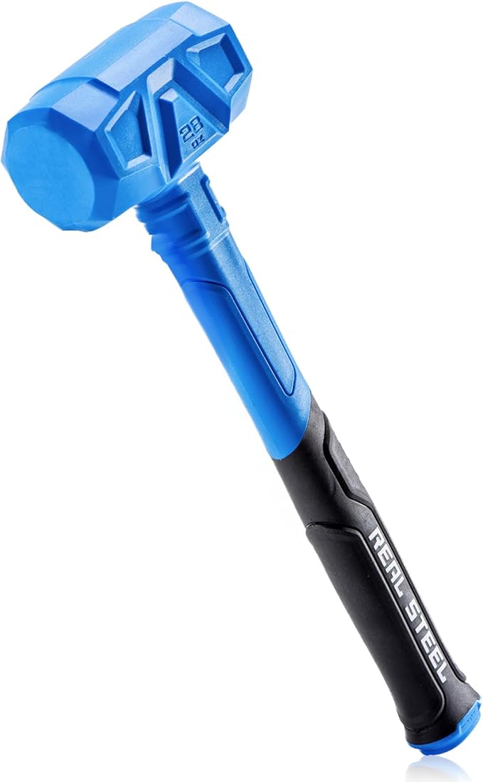 REAL STEEL Dead Blow Hammer 28 Oz Rubber Mallet Non-Marring and Sparking Resistant with Steel Shot-filled Head Ideal for DIY,Automotive,Furniture (0317)