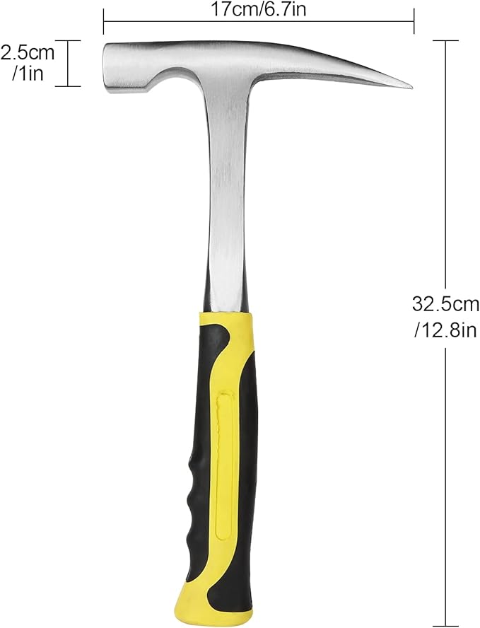 CertBuy 2 Pack Rock Pick Hammer With Non-Skid Handle, 12.8 Inch All Steel Geologist Hammer, Drop Forged Masonry Hammers, Geologist Hammers with Pointed Tip for Mining