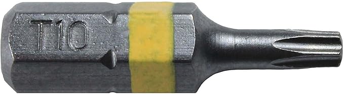 T10 x 1" Color-Coded Torx/Star Driver Bit - Precision Fit for T-10 Screws and Fasteners (5 Pack)