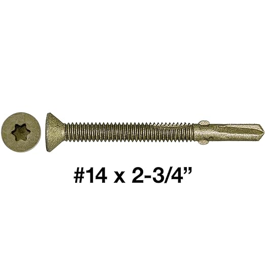 14x2-3/4 Reamer Tek Torx/Star Head Self-Drilling Wood to Metal Screws - for Flatbeds, Trailers - T-30 Torx Screw Head CASE Qty 42 Boxes 1,428 Screws