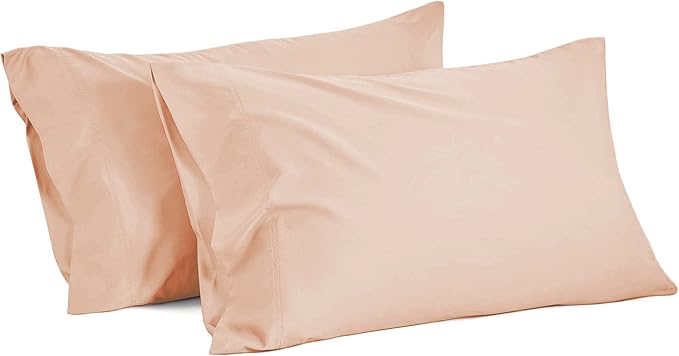 2Pcs Pillowcase 800 Thread Count 100% Egyptian Cotton Pillows for Sleeping, Soft & Silky Sateen Weave Bed Pillow Cover Long-Staple Standard Pillowcase Set of 2 Size (20"x40") - Blush Solid