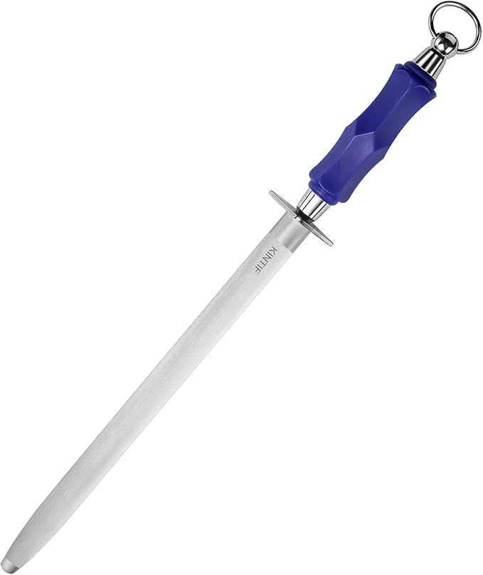 Honing Steel 10 inch Professional Knife Sharpener Honing Rod, Fine Lines, High Carbon Steel, High hardness, Flat Knife Sharpening Steel