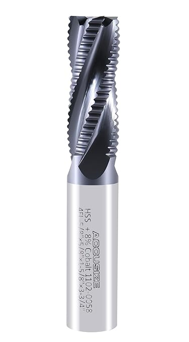 Accusize Industrial Tools Standard Tooth M42 8% Cobalt Tialn Roughing End Mill, 5/8'' by 5/8'' by 1-5/8'' Flt Length, 1102-0058