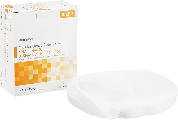 McKesson Tubular Elastic Retainer Net Dressing, Non-Sterile, Hand, Arm, Leg, Foot, Size 2, 7 1/2 in x 25 yd, 1 Count, 1 Pack