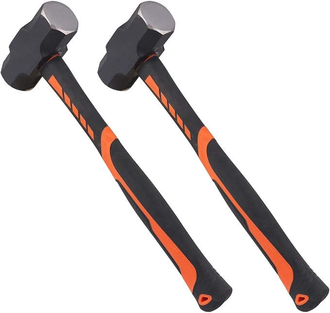 2 Packs 3lb Sledgehammer with 13 Inch long Fiberglass Handle, Drilling/Crack Hammer, No-Slip Rubber Grip, and Forged Steel Construction,(3-Pound Sledge), by GENHAKON