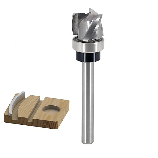 Spiral Flush Trim Router Bit 1/4 Shank, Up-Cut Carbide Head 3-Flute, 5/8" Diameter, 1/2" Cutting Length, Pattern Template Flush Trim Router Bit, for Grooves, Bottom Cleaning, Wood Trimming