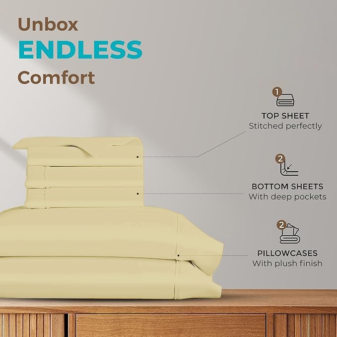 Split California King Sheets for Adjustable Beds 5-Piece Split California King Sheet Set, 800 Thread Count 100% Egyptian Cotton,12" Deep Pocket Adjustable Bed Sheets, Ivory Solid
