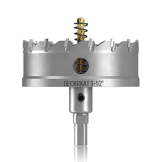 3-1/2" TCT Hole Saw for Hard Metal, Heavy Duty 90mm Tungsten Carbide Tipped Hole Cutter with Spring-Loaded Pilot Drill Bit for Stainless Steel, Metal, Iron, and Plastic.