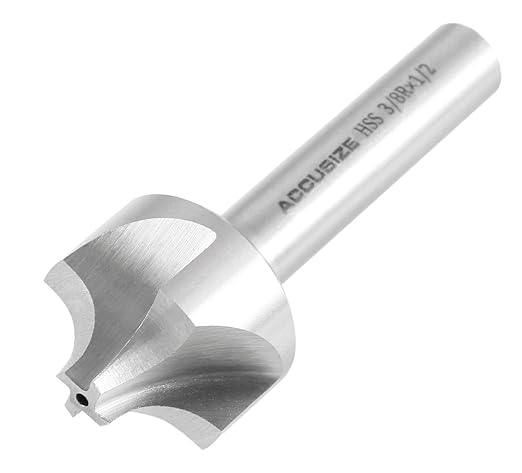 Accusize Industrial Tools 3/8'', H.S.S. Corner Rounding End Mills, 1/2'' Shank Dia, 1-1/4'' Cutter Dia, 3-1/2'' Overall Length, 1011-3878