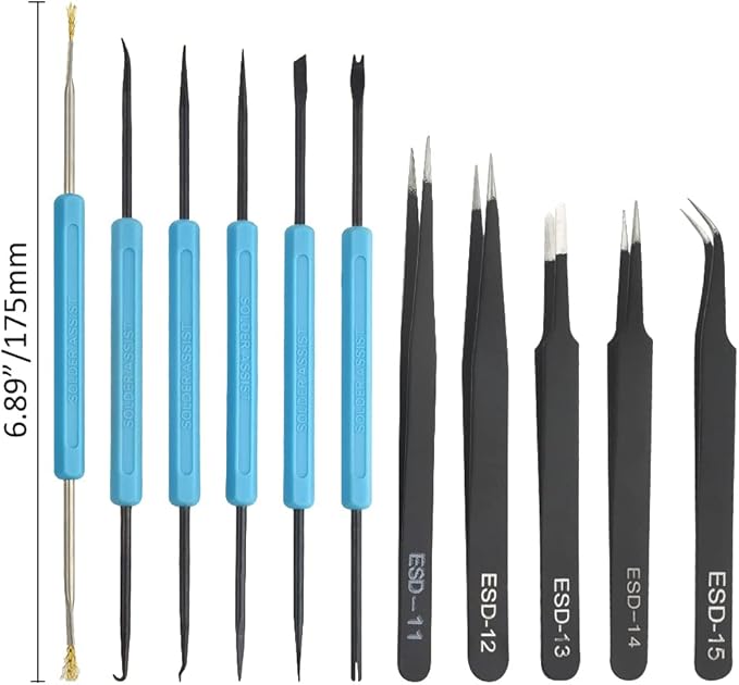 Professional Solder Assist Tool Solder Auxiliary Tool Double Sided Aid Repair Soldering kit with Wire Cutter for Soldering and Desoldering (12 Pieces)
