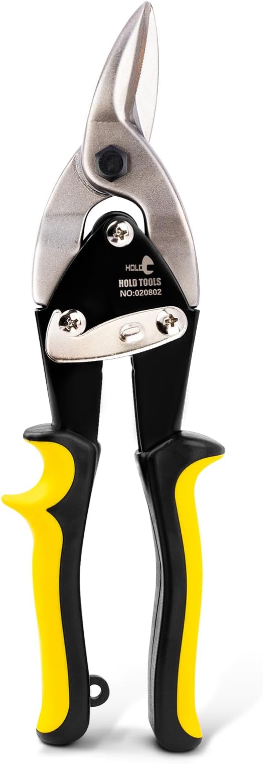 DOWELL 10 Inch Aviation Tin Snips Left, Heavy Duty Cut Metal Shears for Sheet Metal, Chrome Vanadium Steel Blade, Ideal for DIY Enthusiasts, Handymen and Industrial Repairs