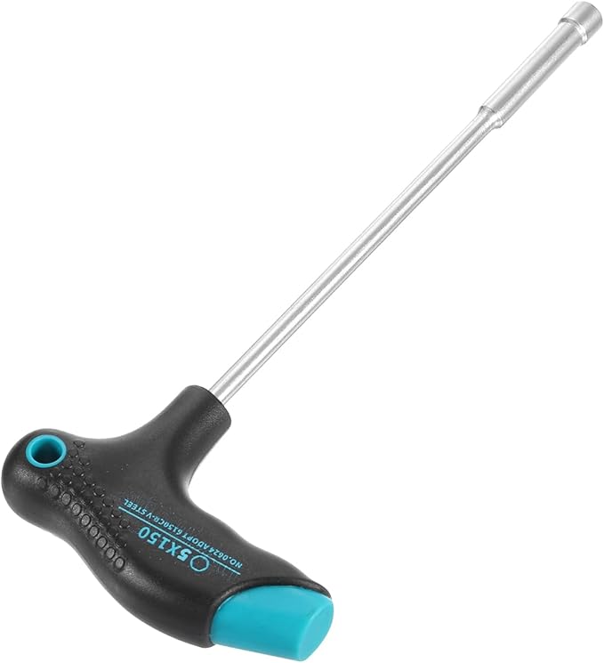 HARFINGTON T-Handle Metric Nut Driver 5mm Dia 15mm Shank 6 Point Hex Socket Screwdriver with Non-Slip Handle for Tightening and Loosening Fasteners