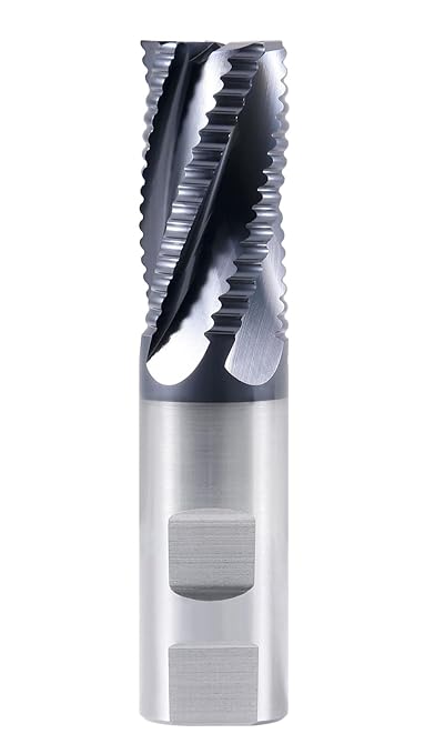 Accusize Industrial Tools 1'' Dia, M42 8% Cobalt Tialn Roughing End Mill, Coarse Tooth, 1'' Shk Dia, 2'' Flt Length, 4-1/2'' Oal, 5 Flute, 1102-0001