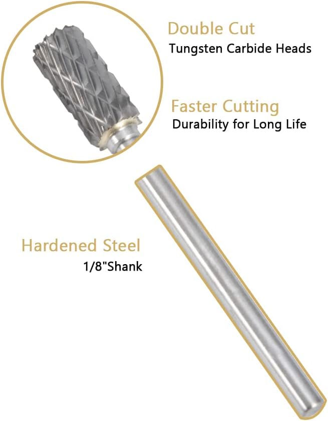 Carbide Burr Set 20PC 1/8" Shank ??3mm Tungsten Double Cut Carbide Rotary Burr Set for Metal and Wood Carving, Grinding, Polishing, Engraving, Drilling.