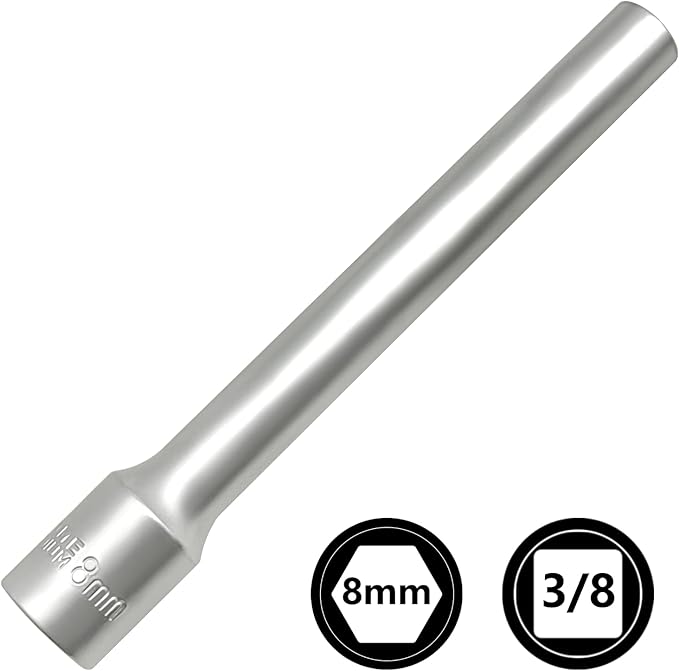 ZKTOOL Deep Metrichex Socket Tool, 3/8-Inch Drive Deep Metric Socket Tool 8MM - Extra Long Deep 120MM