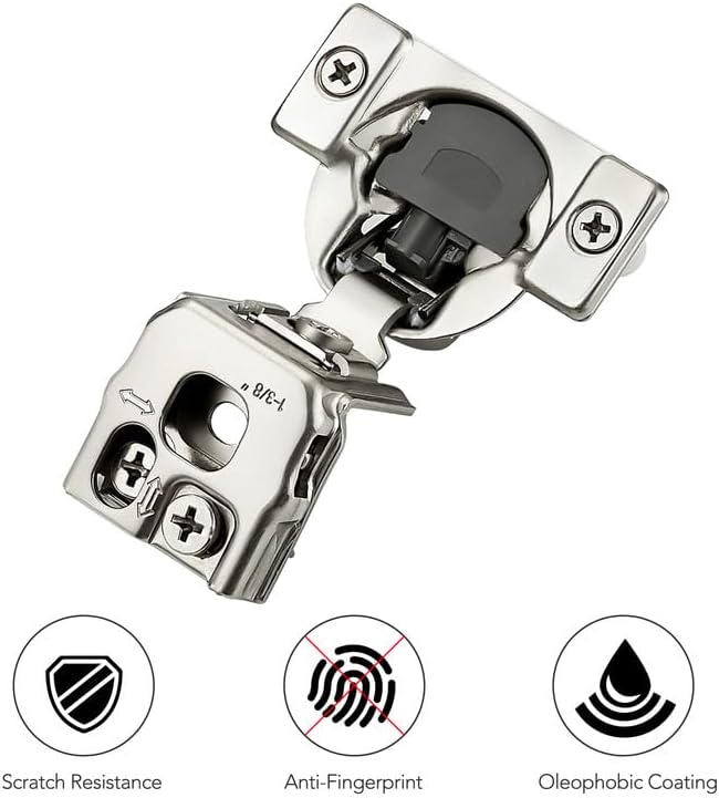 Ravinte 2 Pack 1 Pair 1-3/8 inch Overlay Cabinet Hinges Kitchen Soft Close Cabinet Hinges Hidden Door Hinge for Kitchen Cabinet Hinges Stainless Steel Adjustable Hinges Satin Nickel Cabinet Hardware