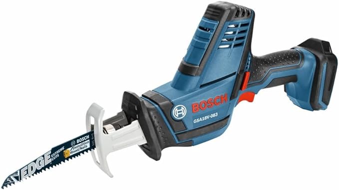 BOSCH GSA18V-083B 18V Cordless Reciprocating Saw - Lightweight & Compact, 0.83" Stroke, 3,050 SPM, Variable-Speed Trigger, Toolless Blade Change, LED Light (Bare Tool)
